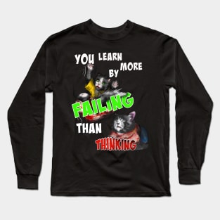 wise cat falling fail Long Sleeve T-Shirt